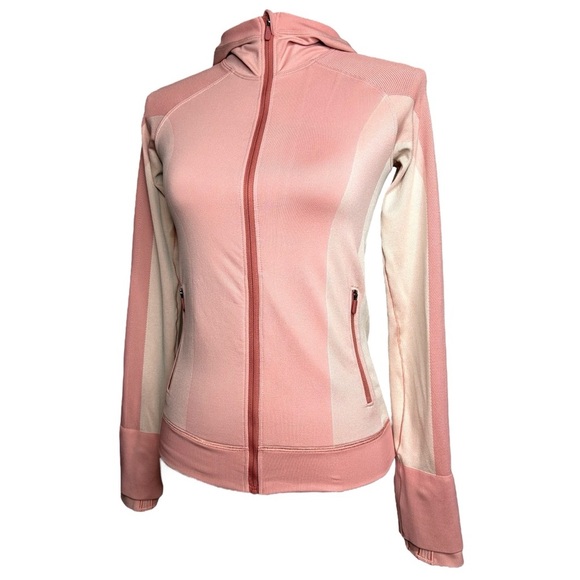 Lululemon Ebb To Train Jacket Rose Pink Colorblock Full Zip Hooded Athleisure - Picture 1 of 8